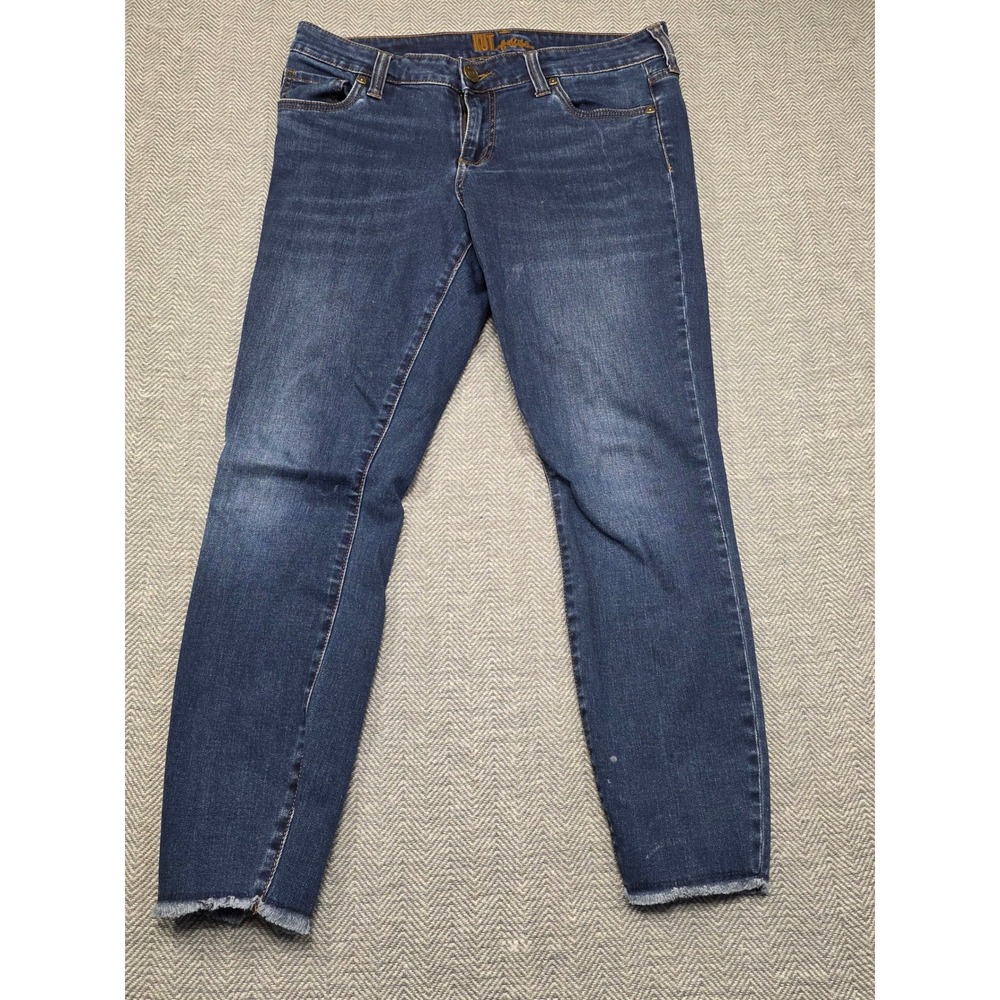 Kut from the Kloth Skinny Jeans Womens 10 Dark Wash Raw Hem Stretch Blue Denim